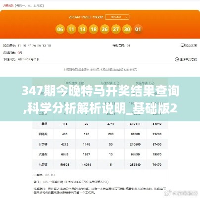 347期今晚特马开奖结果查询,科学分析解析说明_基础版2.545