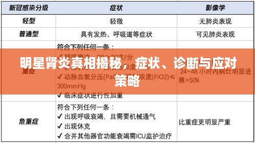 明星肾炎真相揭秘，症状、诊断与应对策略