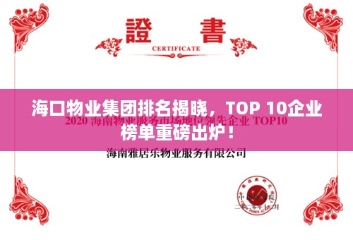 海口物业集团排名揭晓，TOP 10企业榜单重磅出炉！