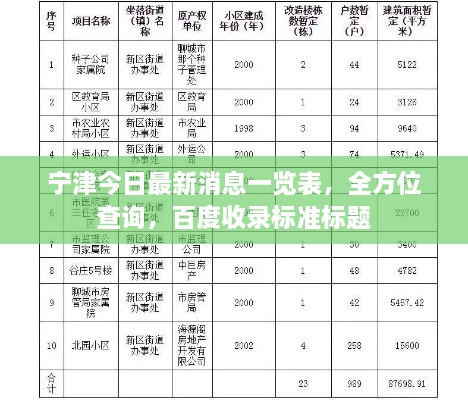 宁津今日最新消息一览表，全方位查询，百度收录标准标题