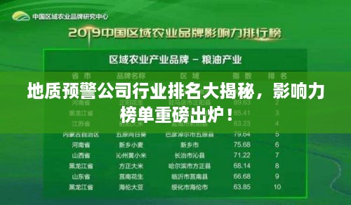 地质预警公司行业排名大揭秘，影响力榜单重磅出炉！