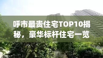 呼市最贵住宅TOP10揭秘，豪华标杆住宅一览