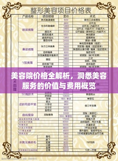 美容院价格全解析，洞悉美容服务的价值与费用概览