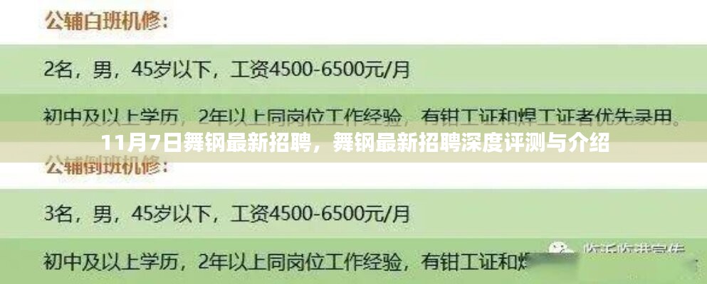 舞钢最新招聘深度评测与介绍（11月7日）