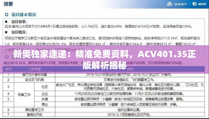 新奥独家速递：精准免费资料，ACV401.35正版解析揭秘