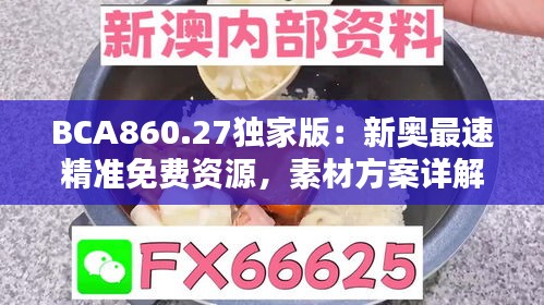 BCA860.27独家版：新奥最速精准免费资源，素材方案详解动态呈现