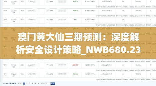 澳门黄大仙三期预测：深度解析安全设计策略_NWB680.23广播版