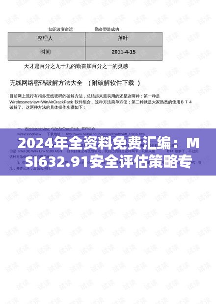 2024年全资料免费汇编：MSI632.91安全评估策略专版