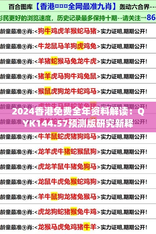 2024香港免费全年资料解读：QYK144.57预测版研究新释