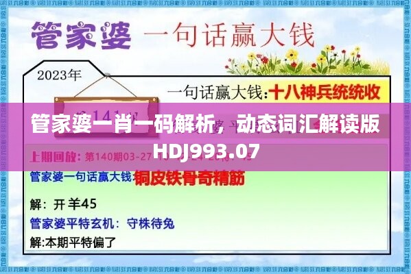 管家婆一肖一码解析，动态词汇解读版HDJ993.07