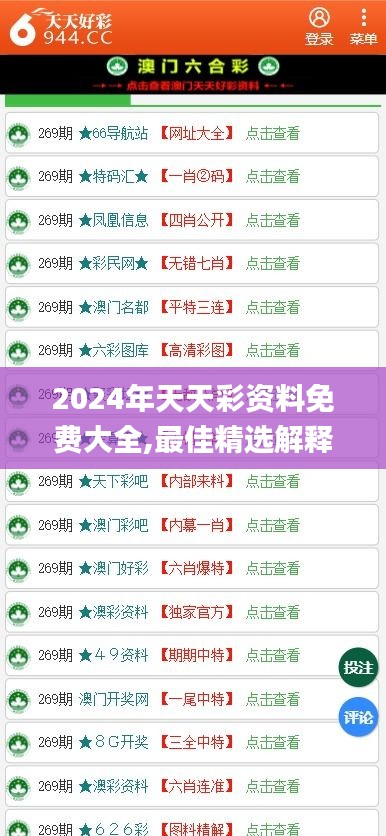 2024年天天彩资料免费大全,最佳精选解释定义_真实版NYQ967.57