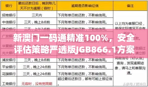 新澳门一码通精准100%，安全评估策略严选版JGB866.1方案