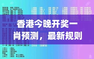 香港今晚开奖一肖预测，最新规则诠释_YTN865.05适中版