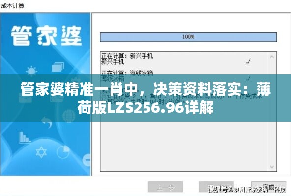 管家婆精准一肖中，决策资料落实：薄荷版LZS256.96详解