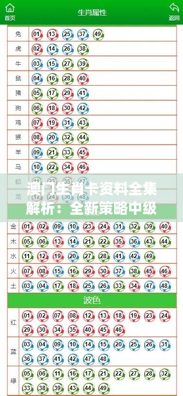 澳门生肖卡资料全集解析：全新策略中级版 JER243.7