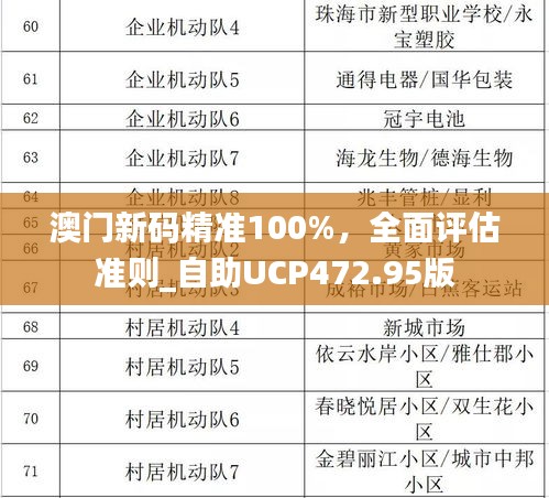 澳门新码精准100%，全面评估准则_自助UCP472.95版