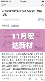 揭秘宏达新材最新重组动向，十一月合作伙伴与重组进展分析