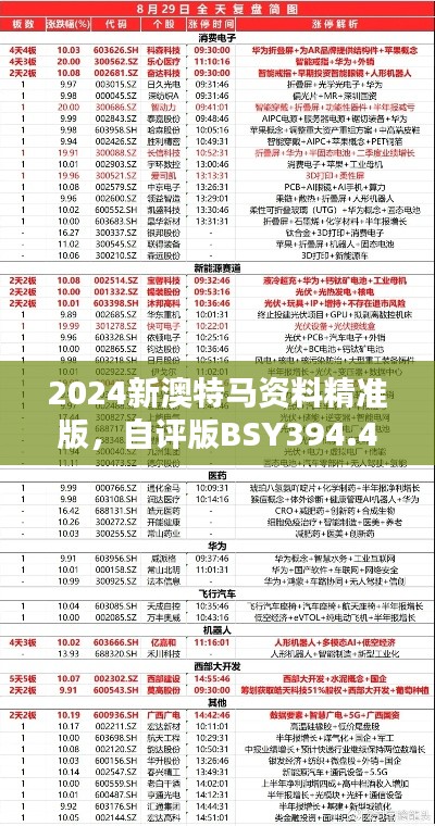 2024新澳特马资料精准版，自评版BSY394.4