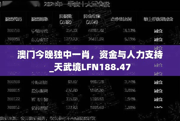 澳门今晚独中一肖，资金与人力支持_天武境LFN188.47