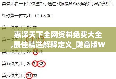 惠泽天下全网资料免费大全,最佳精选解释定义_随意版WES977.54