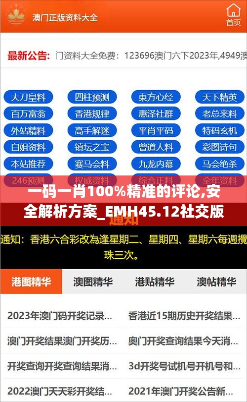 一码一肖100%精准的评论,安全解析方案_EMH45.12社交版