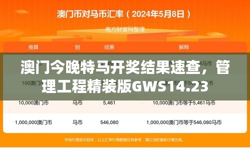 澳门今晚特马开奖结果速查，管理工程精装版GWS14.23