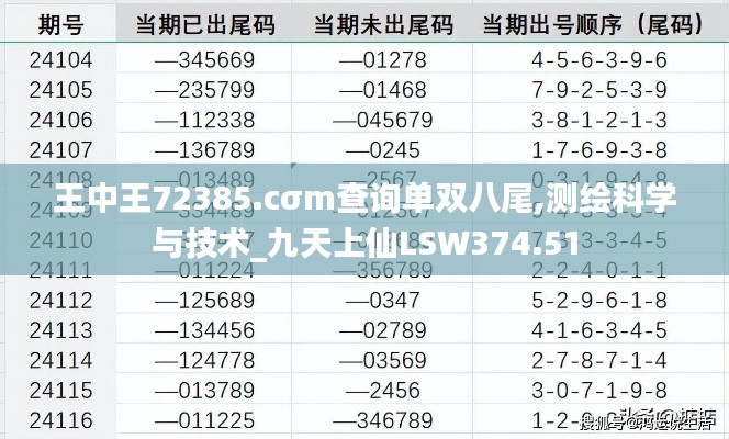 王中王72385.cσm查询单双八尾,测绘科学与技术_九天上仙LSW374.51