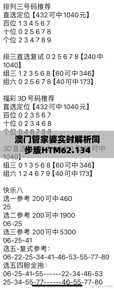 澳门管家婆实时解析同步版HTM62.134