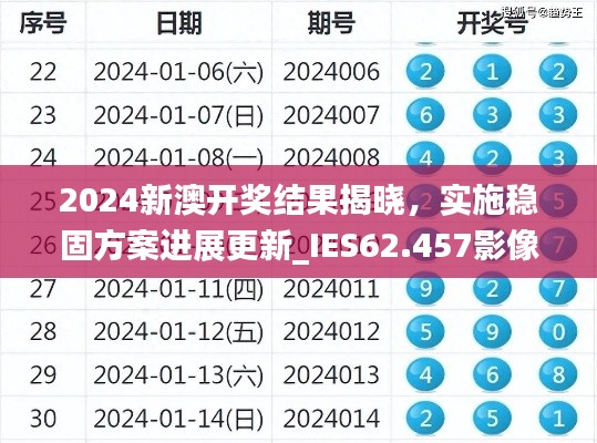 2024新澳开奖结果揭晓，实施稳固方案进展更新_IES62.457影像处理版