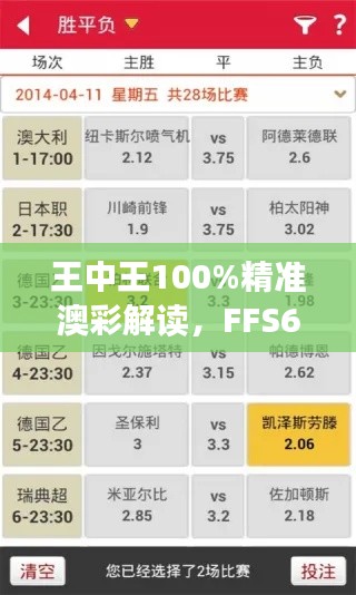 王中王100%精准澳彩解读，FFS68.376无限版解析