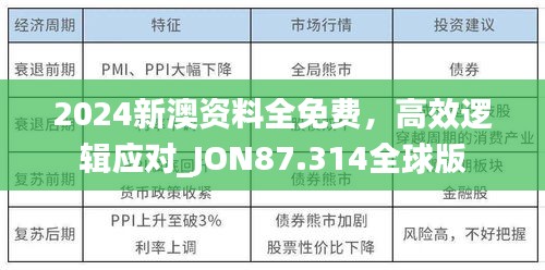 2024新澳资料全免费，高效逻辑应对_JON87.314全球版