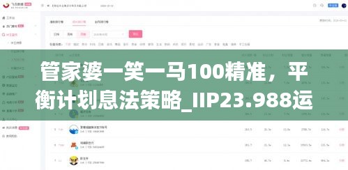 管家婆一笑一马100精准，平衡计划息法策略_IIP23.988运动版