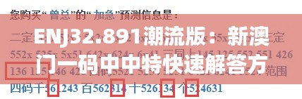 ENJ32.891潮流版：新澳门一码中中特快速解答方案设计