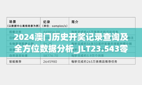 2024澳门历史开奖记录查询及全方位数据分析_JLT23.543零障碍版