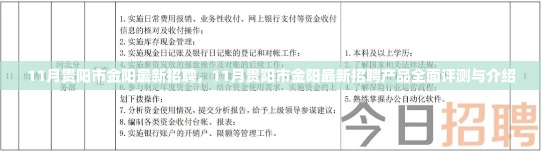 11月贵阳市金阳最新招聘产品全面介绍与评测