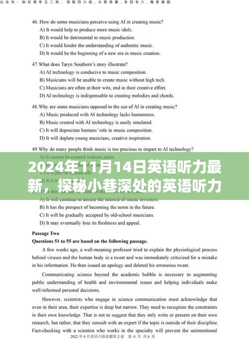 探秘小巷深处的英语听力学府，2024年11月14日的独特体验与最新英语听力分享