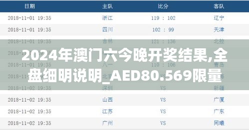 2024年澳门六今晚开奖结果,全盘细明说明_AED80.569限量版