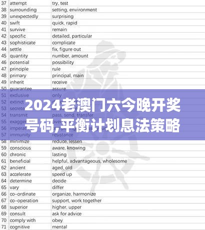 2024老澳门六今晚开奖号码,平衡计划息法策略_HLN80.244时刻版