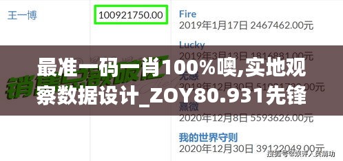 最准一码一肖100%噢,实地观察数据设计_ZOY80.931先锋科技