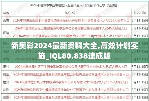 新奥彩2024最新资料大全,高效计划实施_IQL80.838速成版