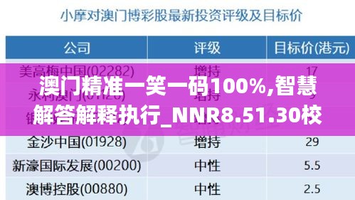 澳门精准一笑一码100%,智慧解答解释执行_NNR8.51.30校园版