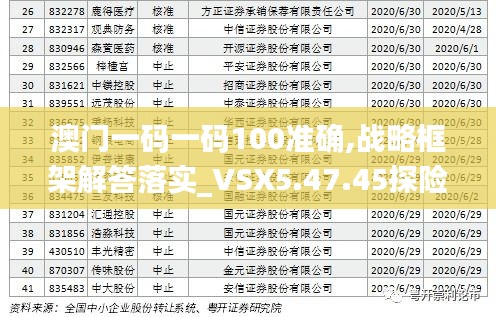 澳门一码一码100准确,战略框架解答落实_VSX5.47.45探险版