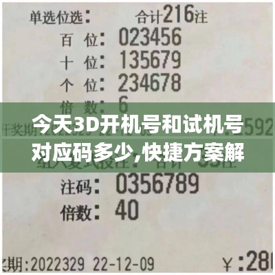 今天3D开机号和试机号对应码多少,快捷方案解答落实_MXD3.77.54精致生活版