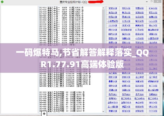 一码爆特马,节省解答解释落实_QQR1.77.91高端体验版