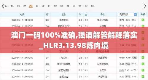 澳门一码100%准确,强调解答解释落实_HLR3.13.98炼肉境