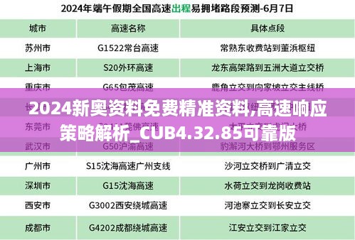 2024新奥资料免费精准资料,高速响应策略解析_CUB4.32.85可靠版