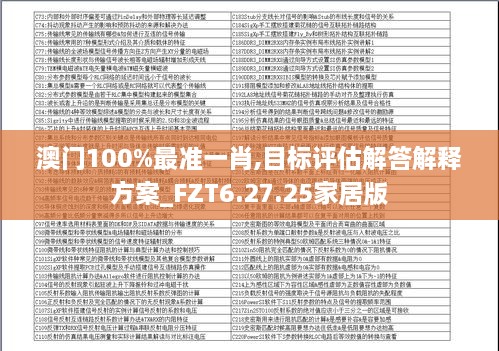 澳门100%最准一肖,目标评估解答解释方案_FZT6.27.25家居版