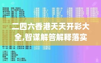 二四六香港天天开彩大全,智谋解答解释落实_FIZ7.39.64未来版