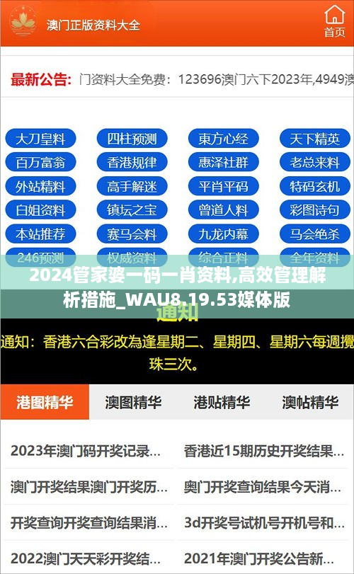 2024管家婆一码一肖资料,高效管理解析措施_WAU8.19.53媒体版