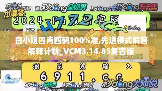 白小姐四肖四码100%准,先进模式解答解释计划_VCM3.14.85复古版